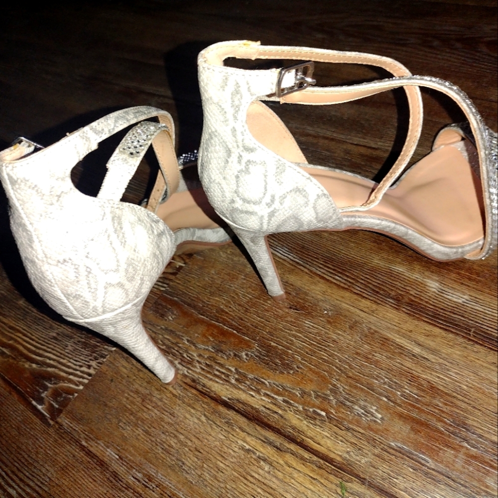Women's Designer Silver Snakeskin Heels
